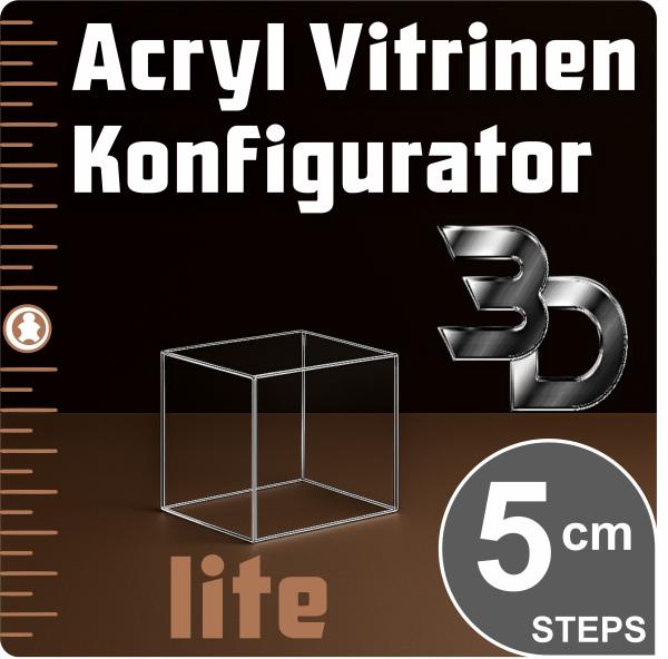 Acryl Modell Vitrinen Konfigurator LITE nach Maß in 5 cm Steps